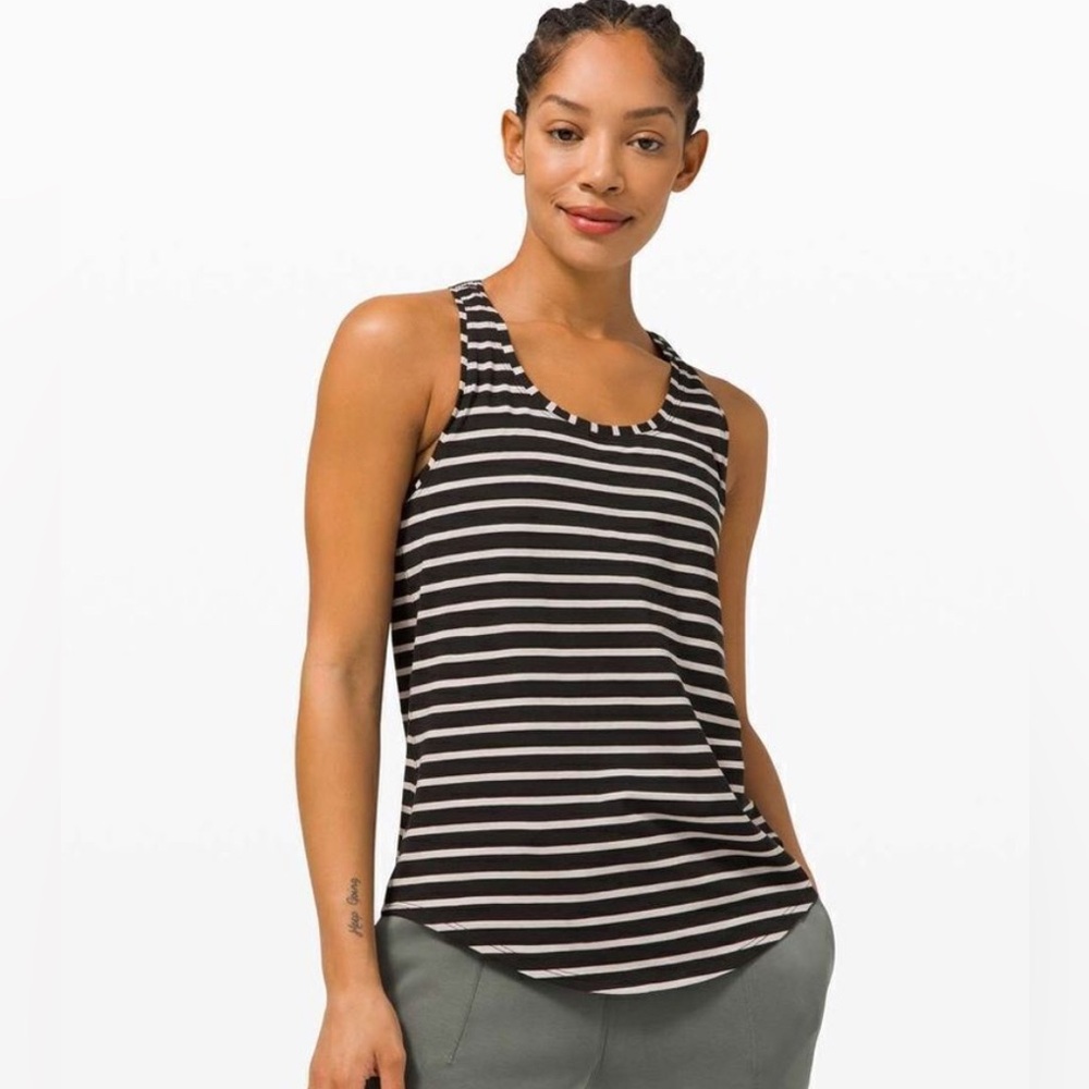 lululemon athletica Black and White Striped Tank Top
